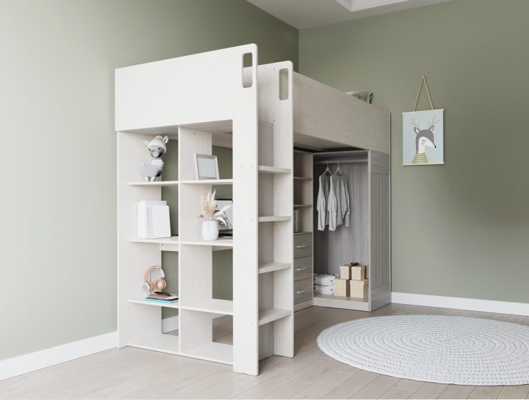 Jupiter High Sleeper Bed - White/Grey - Image 2