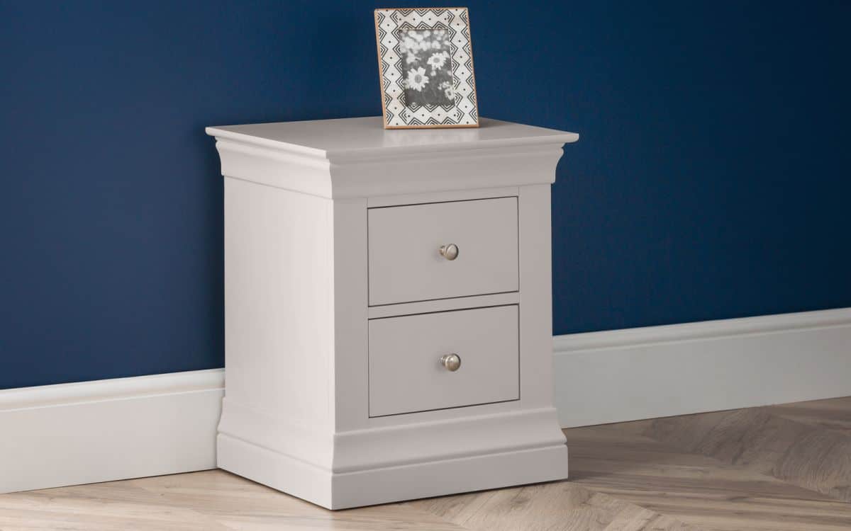 Rochelle 2 Drawer Bedside - Light Grey | Buy Online | Beds.ie