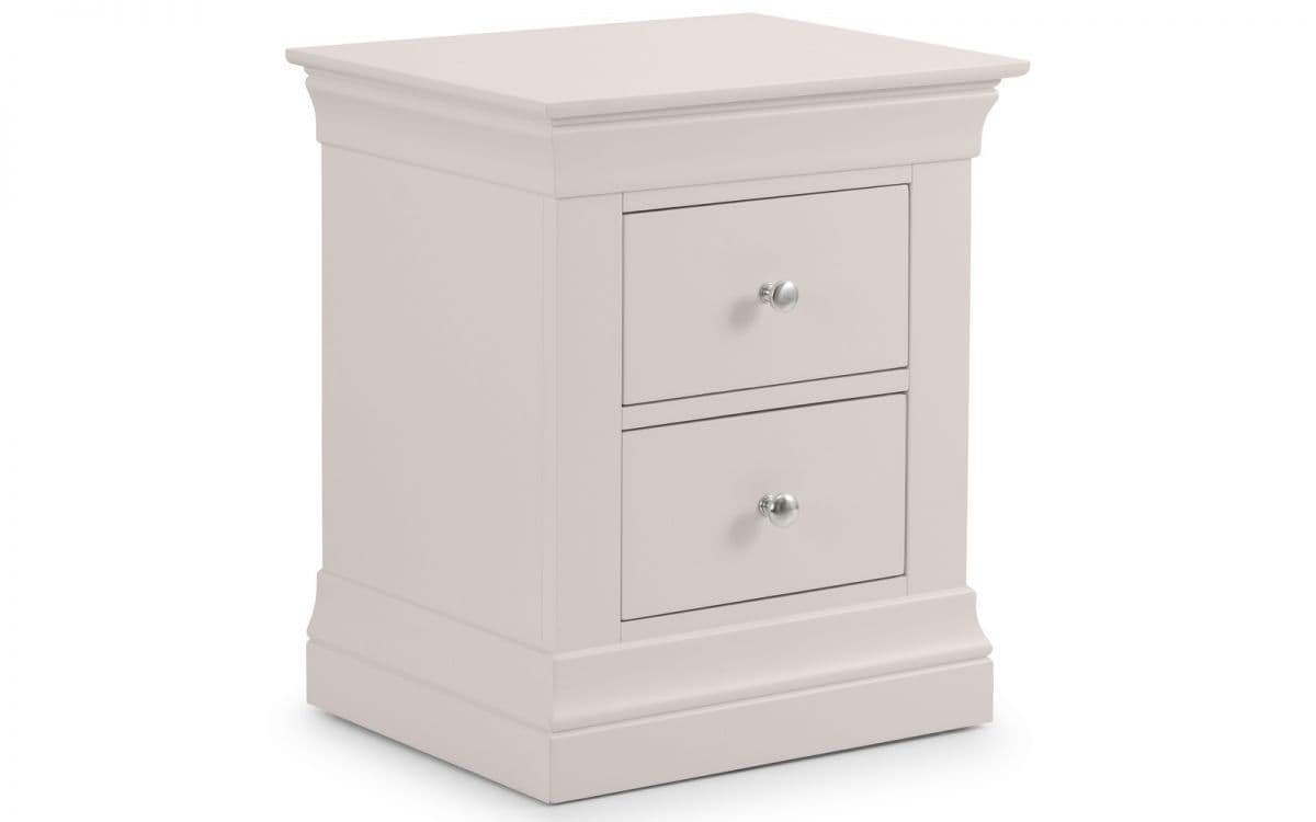 Rochelle 2 Drawer Bedside - Light Grey - Image 3