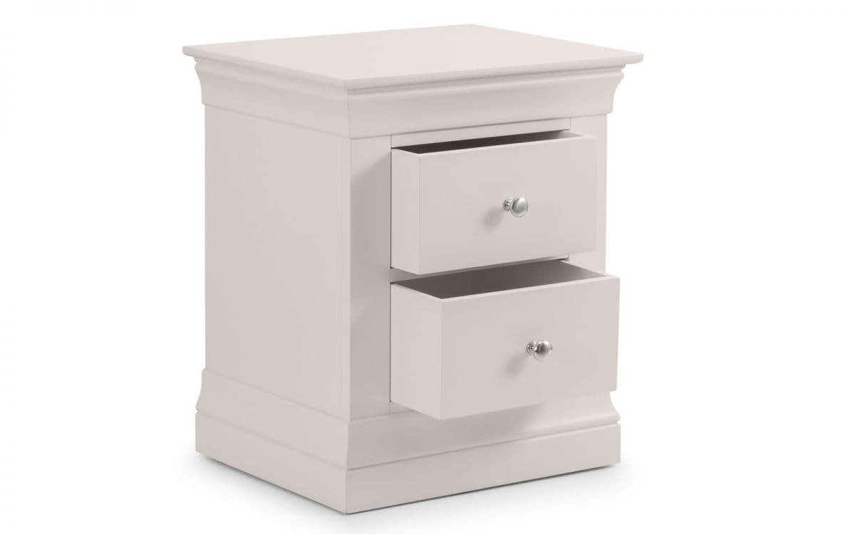 Rochelle 2 Drawer Bedside - Light Grey - Image 4