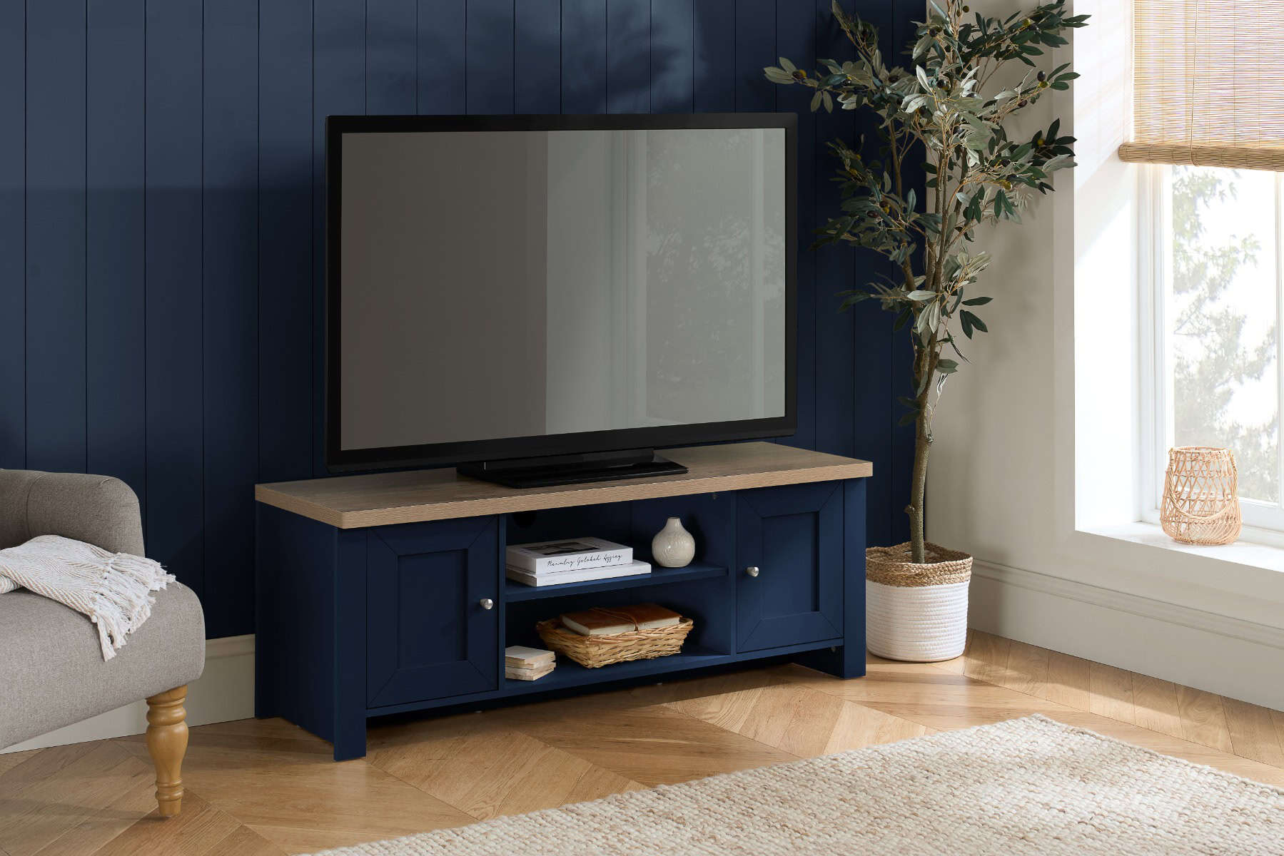 Highgate Large TV Unit - Navy & Oak | Buy Online | Beds.ie