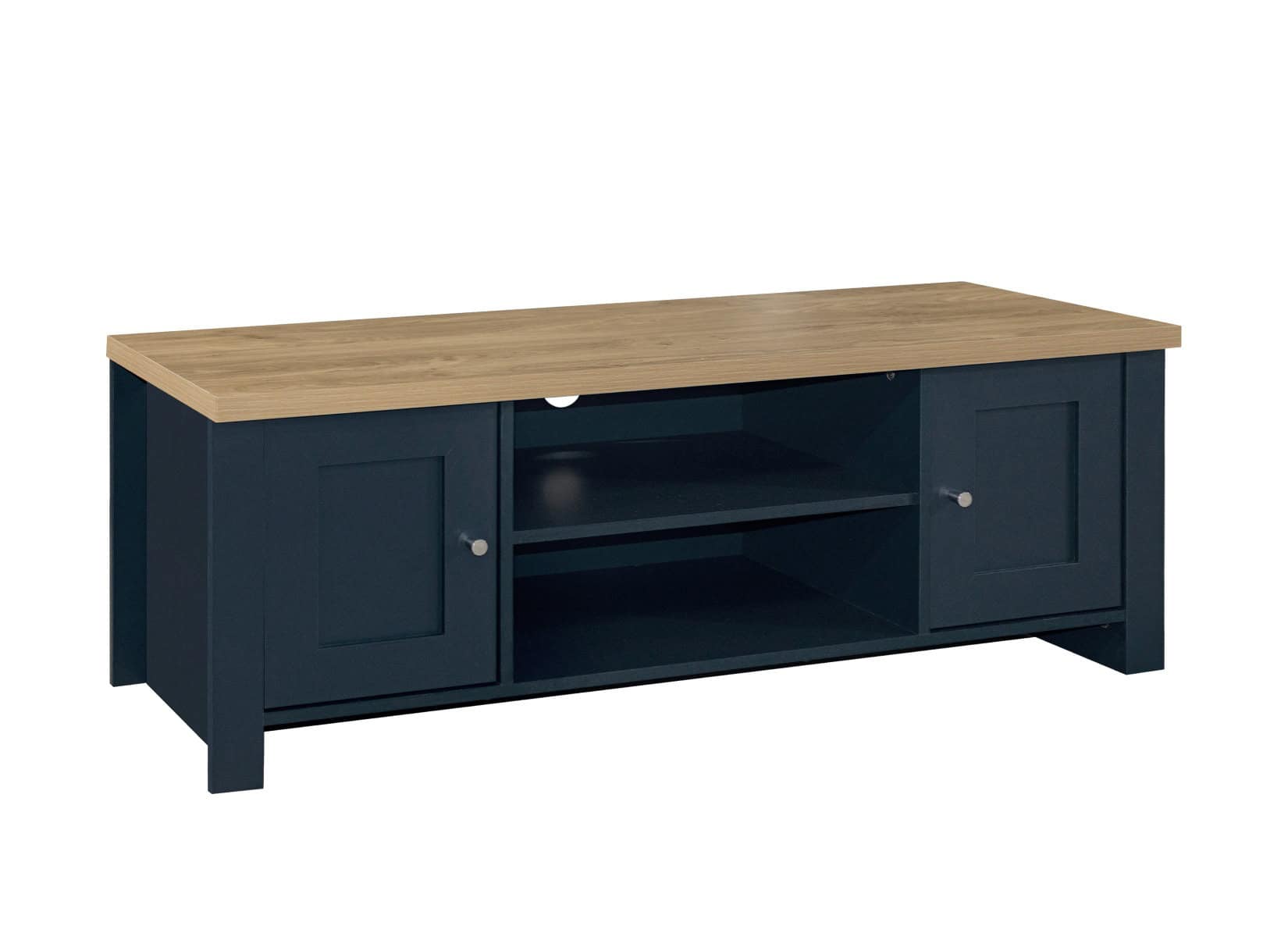Highgate Large TV Unit - Navy & Oak - Image 4