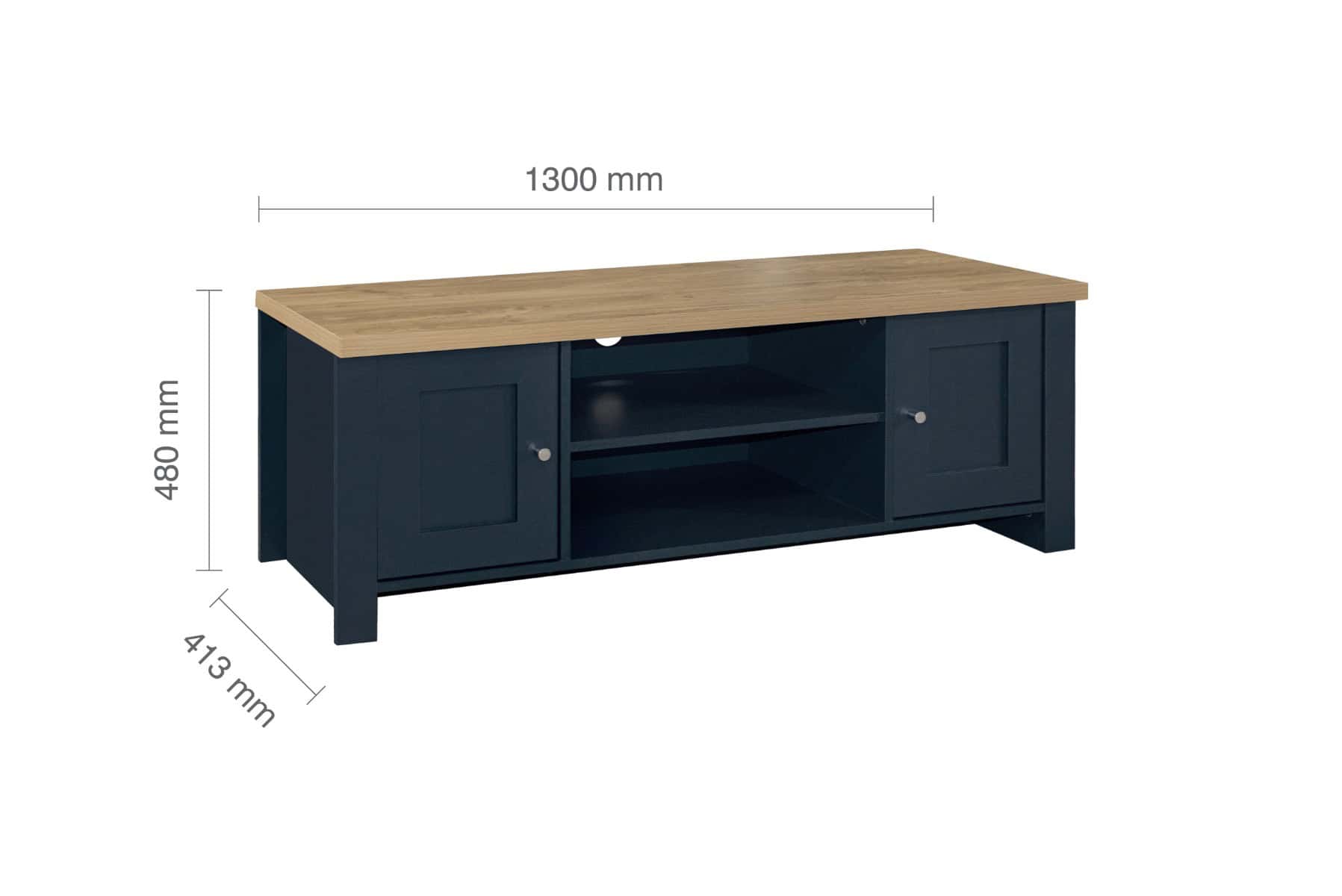Highgate Large TV Unit - Navy & Oak - Image 8