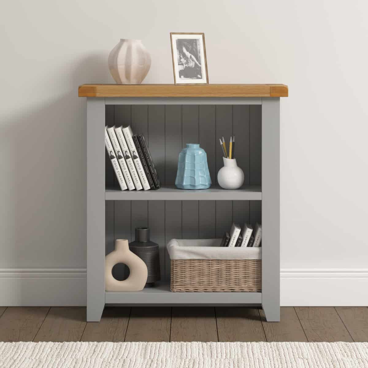 Windsor Low Bookcase - Pebble Grey & Oak | Buy Online | Beds.ie