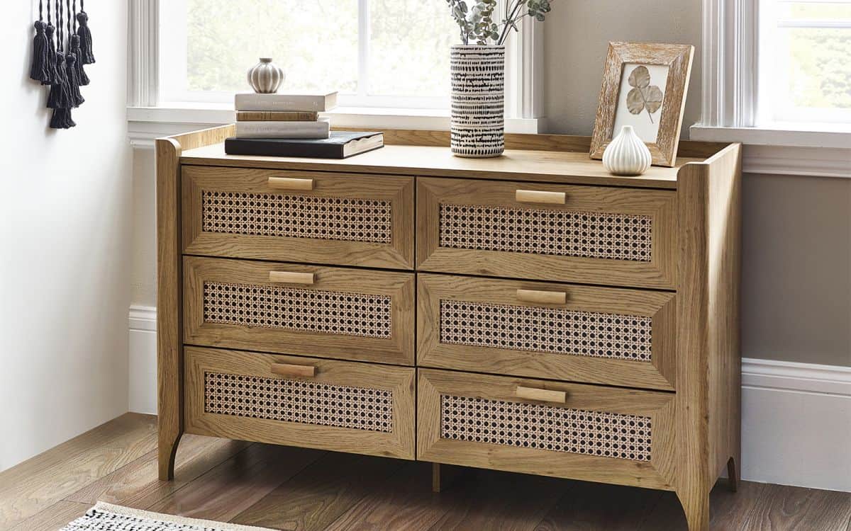 Sydenham 6 Drawer Chest - Rattan Oak | Buy Online | Beds.ie