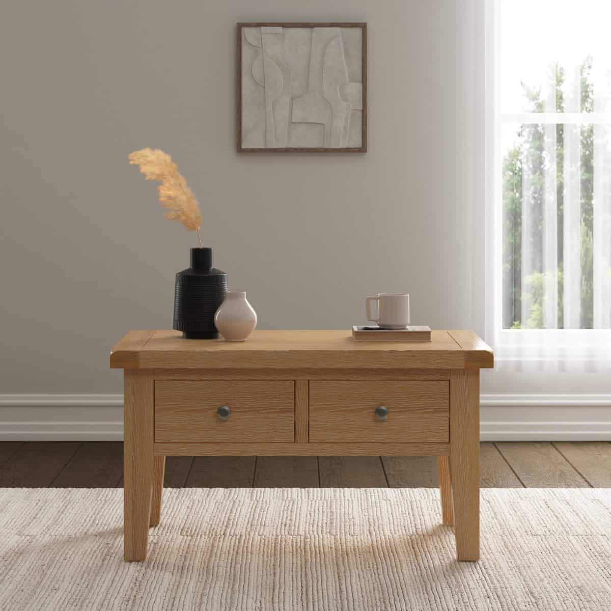 Windsor 2 Drawer Coffee Table - Natural Oak | Buy Online | Beds.ie