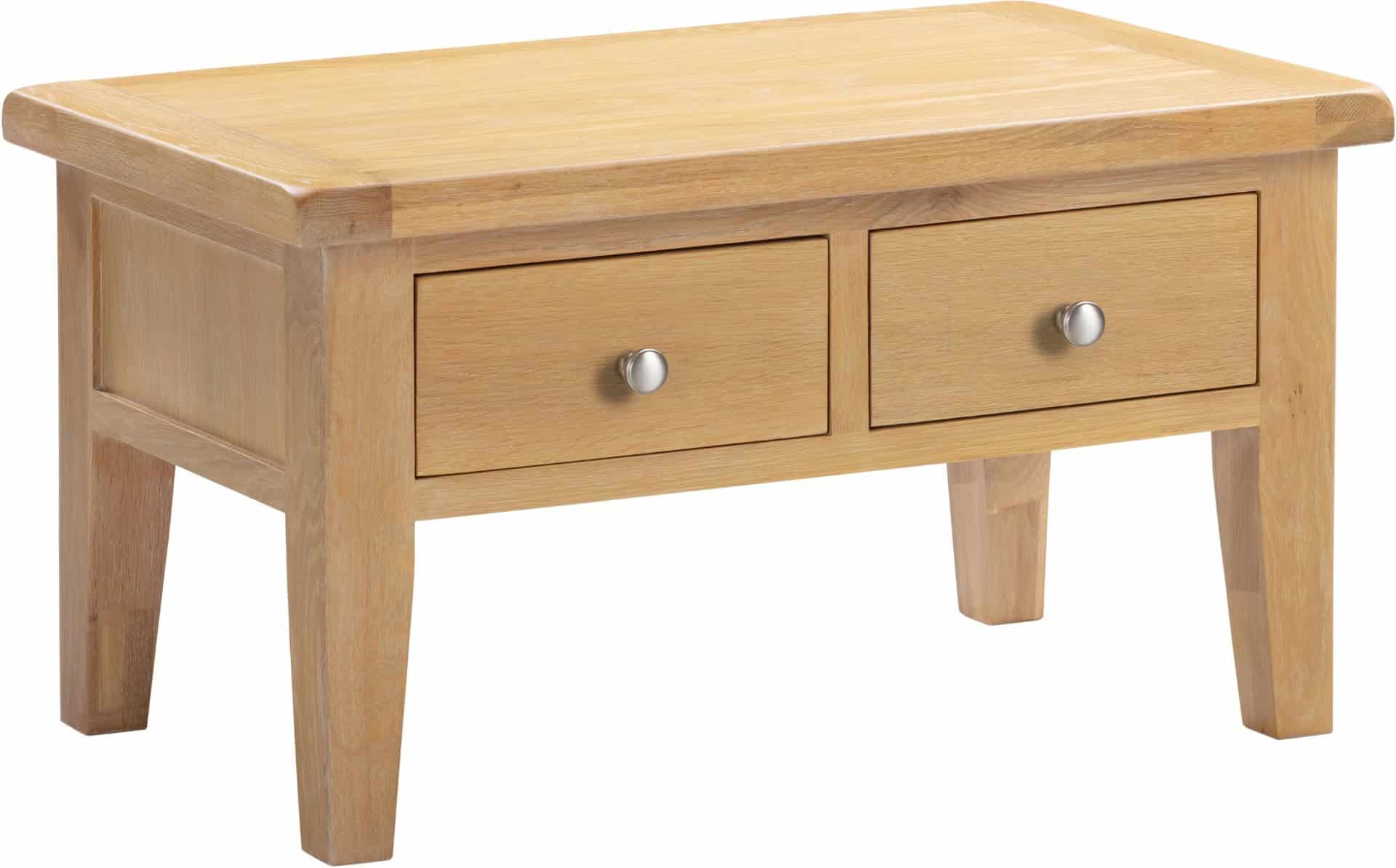 Windsor 2 Drawer Coffee Table - Natural Oak - Image 2