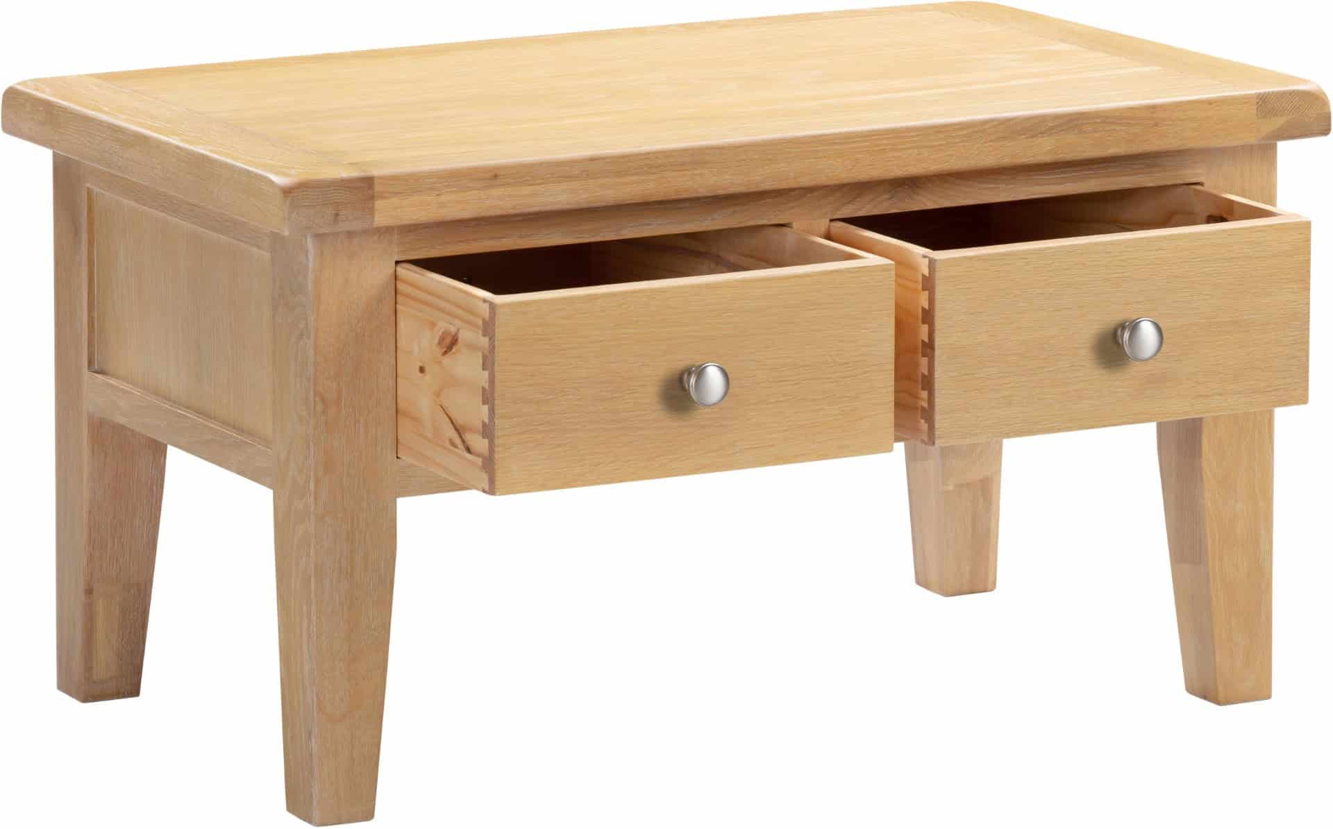 Windsor 2 Drawer Coffee Table - Natural Oak - Image 3