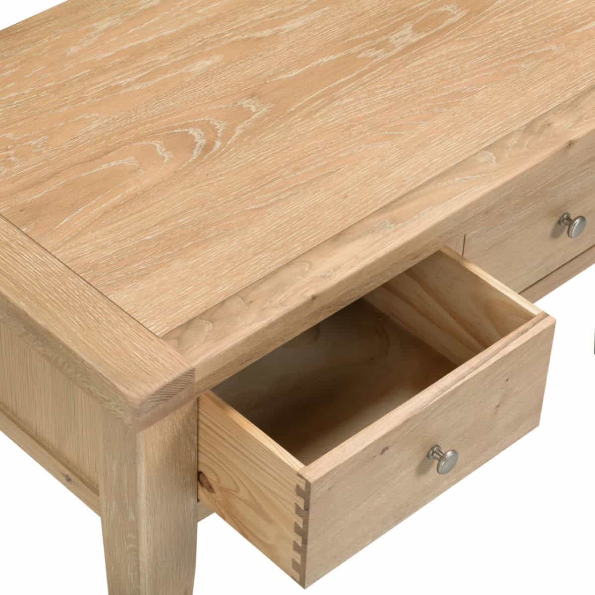 Windsor 2 Drawer Coffee Table - Natural Oak - Image 5
