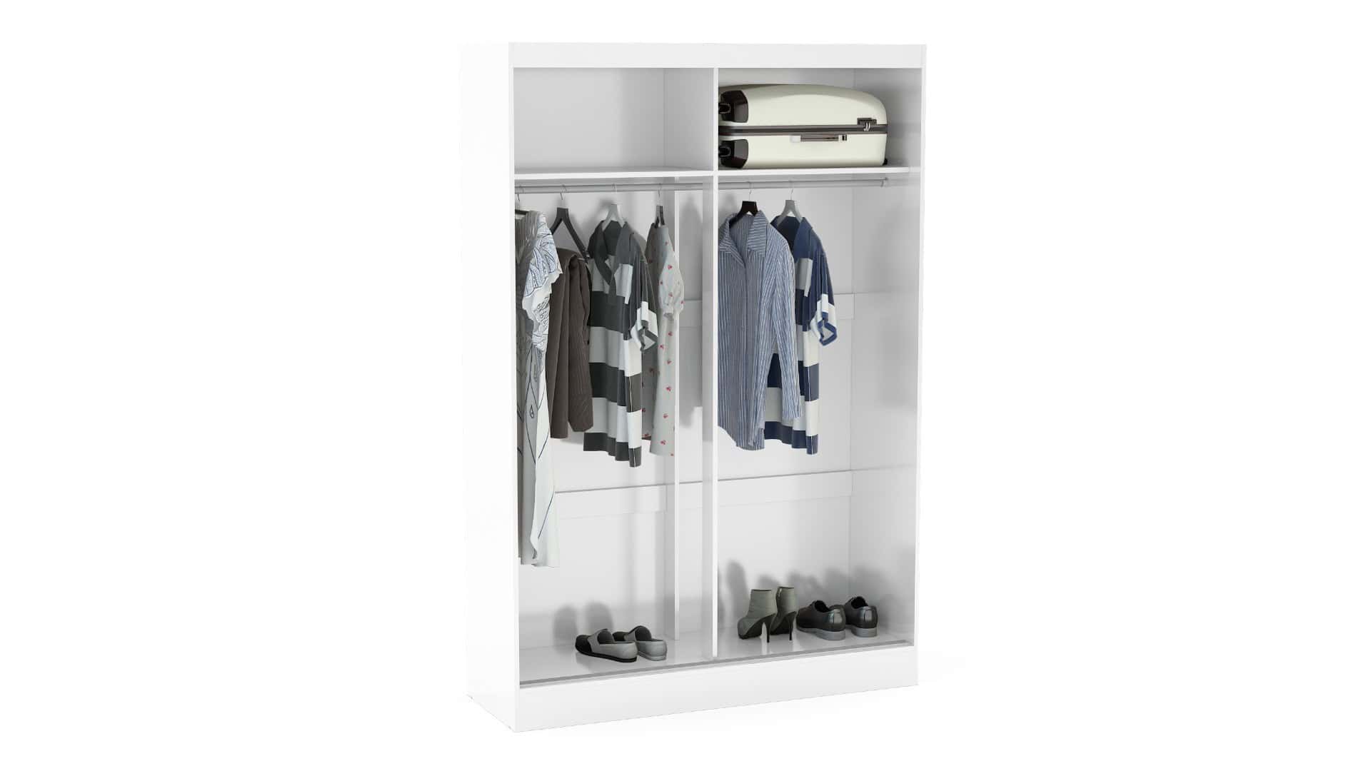 Lynx 2 Door Sliding Wardrobe With Mirror - White - Image 2