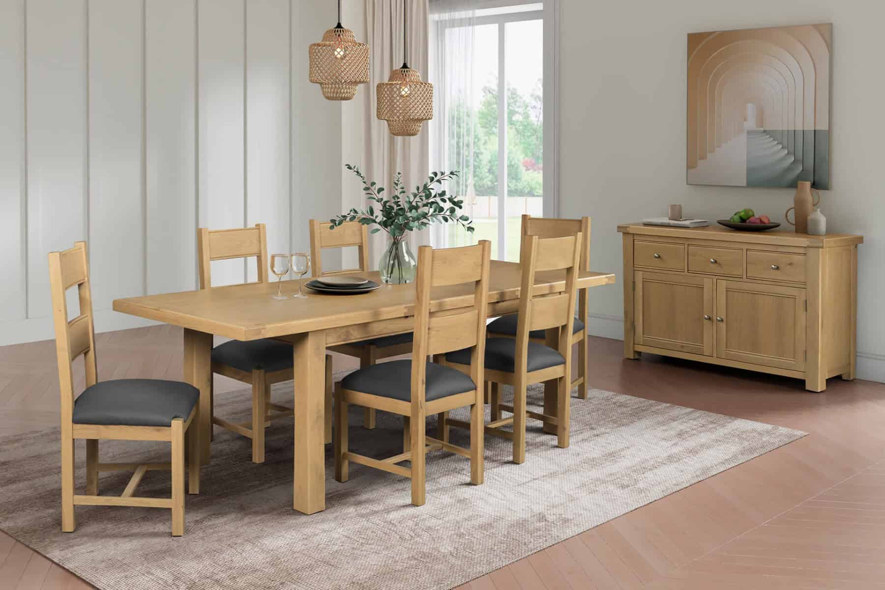 Delaney 1200/1650 Extending Dining Table - Oak - Image 11