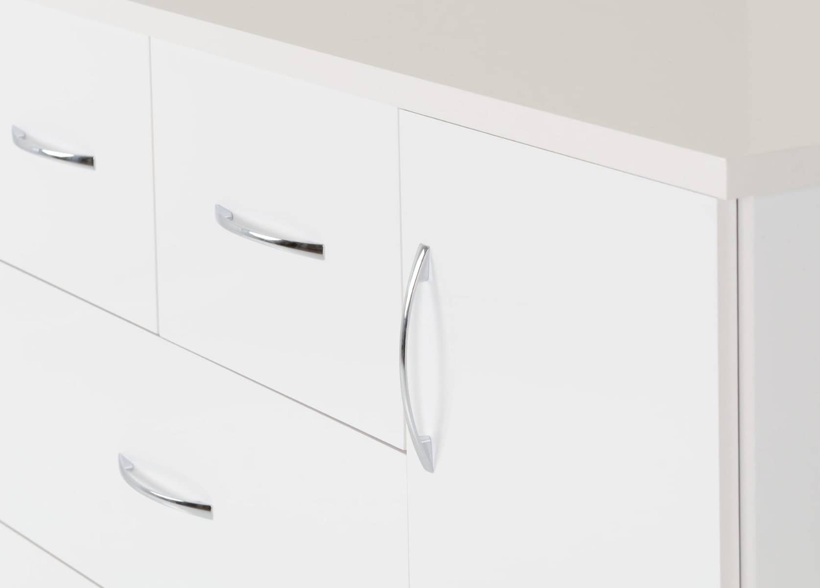 Nevada 5 Drawer Low Wardrobe - White Gloss - Image 3