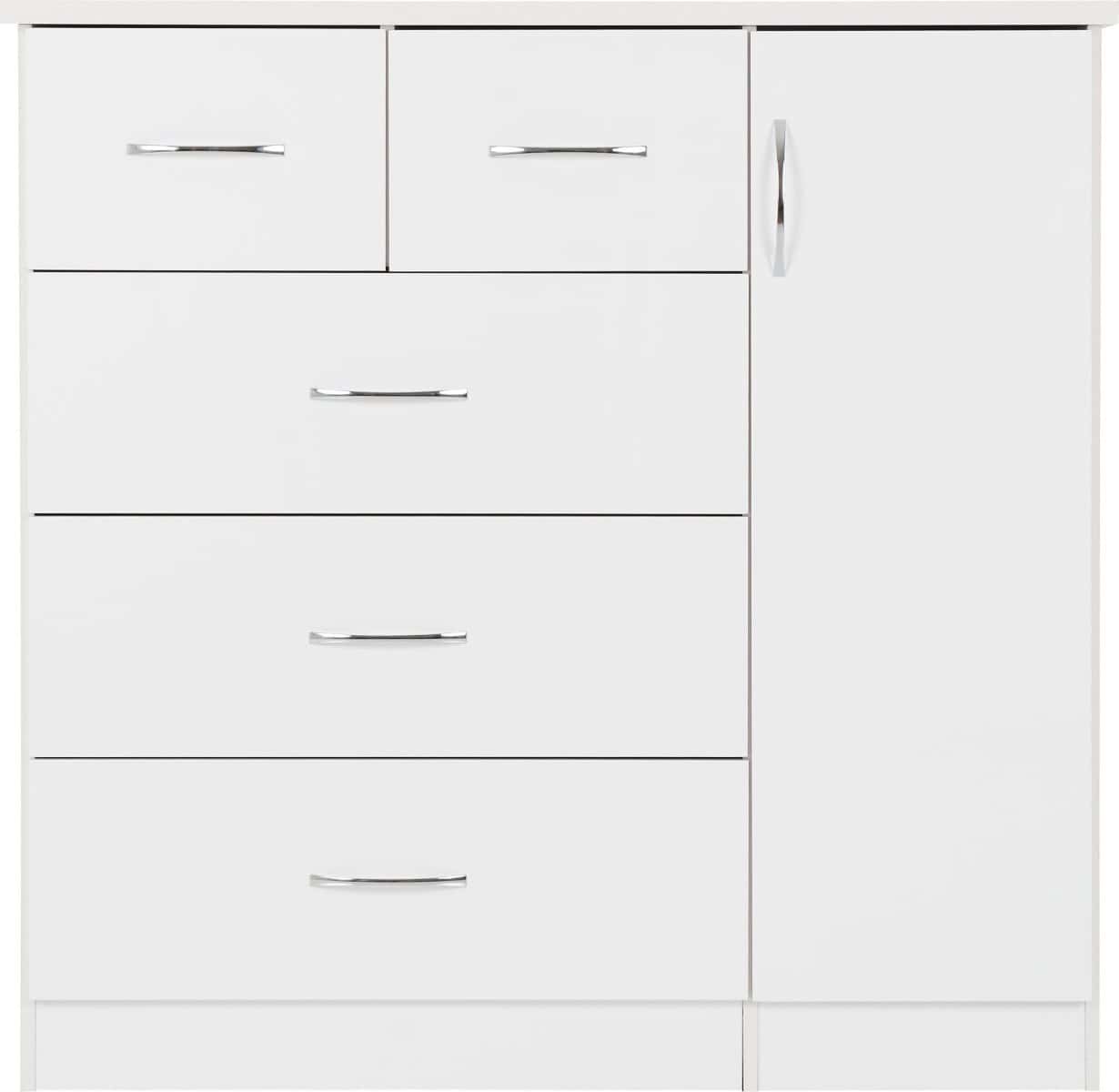 Nevada 5 Drawer Low Wardrobe - White Gloss - Image 4
