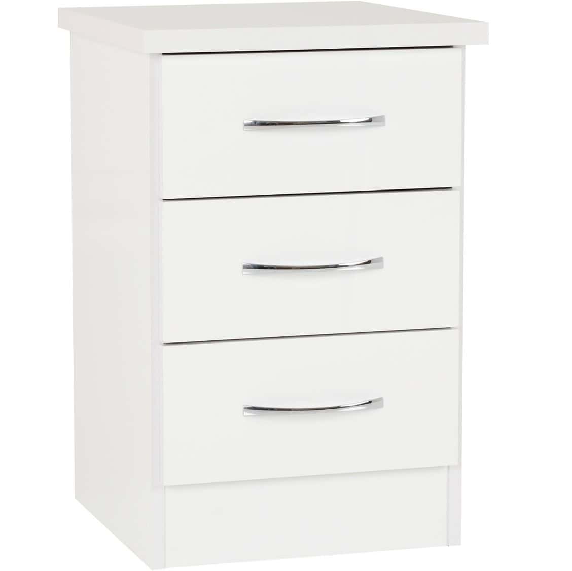 Nevada 3 Drawer Bedside - White Gloss | Buy Online | Beds.ie