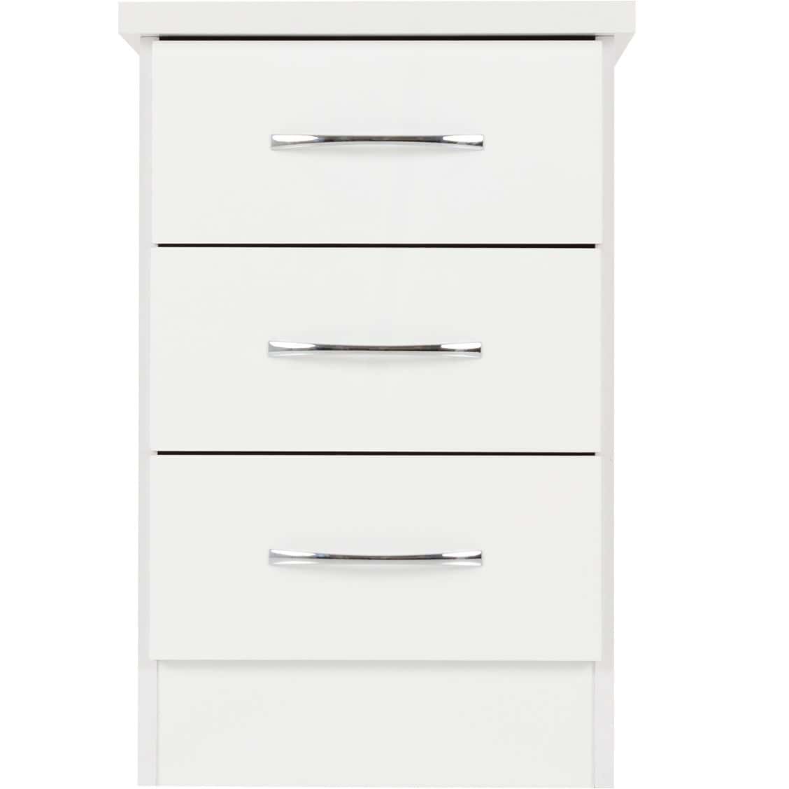 Nevada 3 Drawer Bedside - White Gloss - Image 4