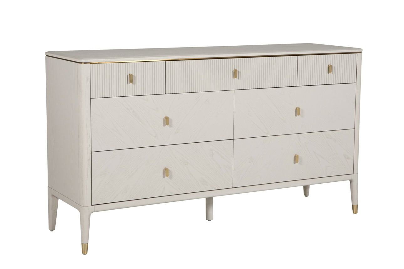 Diletta Dressing Chest 7 Drawer - Stone | Buy Online | Beds.ie