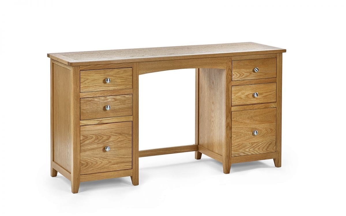 Malcolm Twin Pedestal Dressing Table & Stool Set - Oak - Image 3