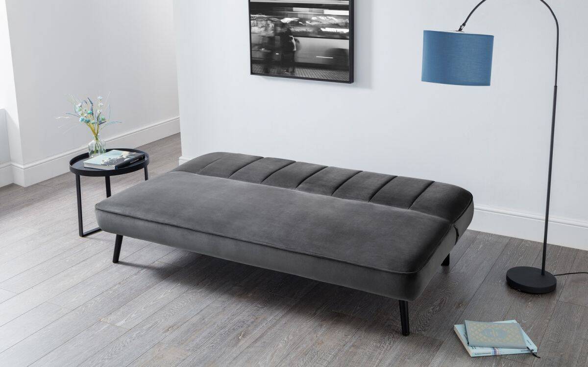 Vito Curved Back Sofa Bed - Grey Velvet - Image 2