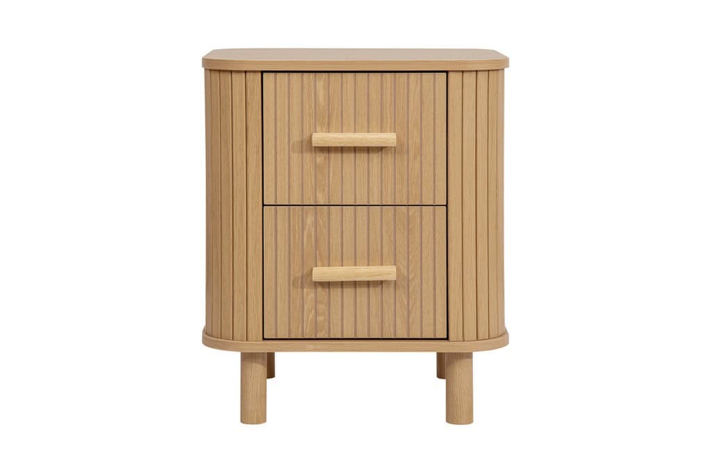 Axel 2 Drawers Fluted Bedside - Oak - Image 3