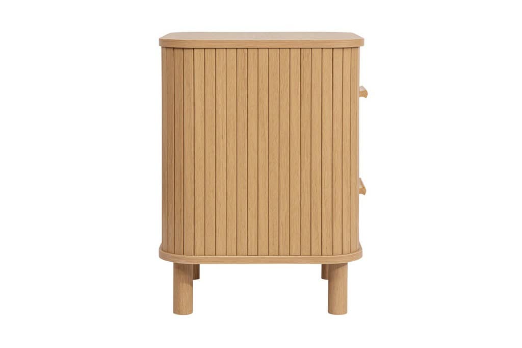 Axel 2 Drawers Fluted Bedside - Oak - Image 4