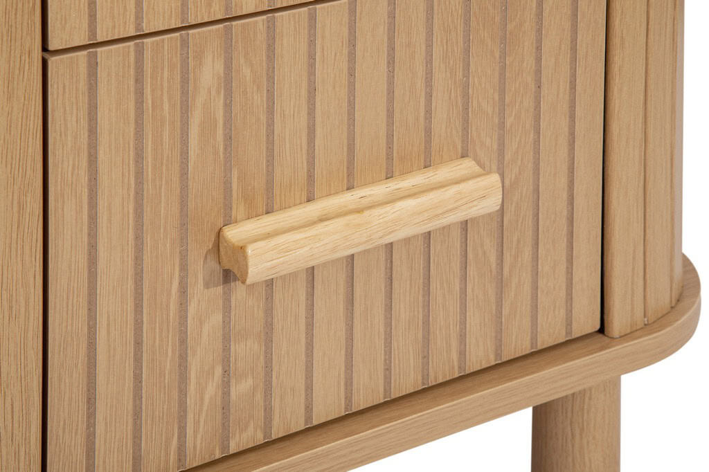 Axel 2 Drawers Fluted Bedside - Oak - Image 6