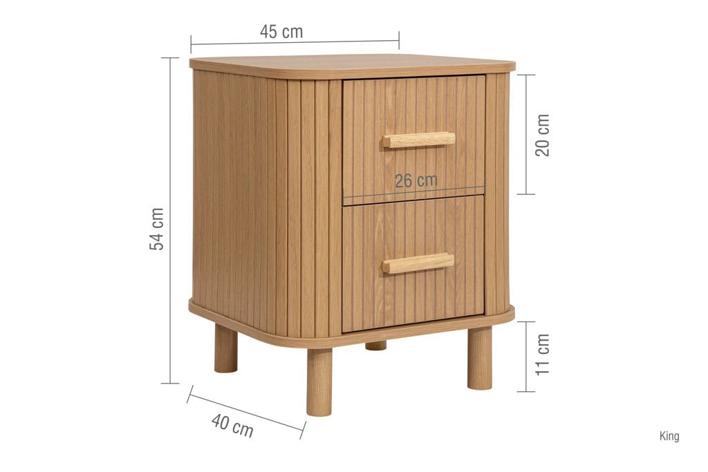 Axel 2 Drawers Fluted Bedside - Oak - Image 10