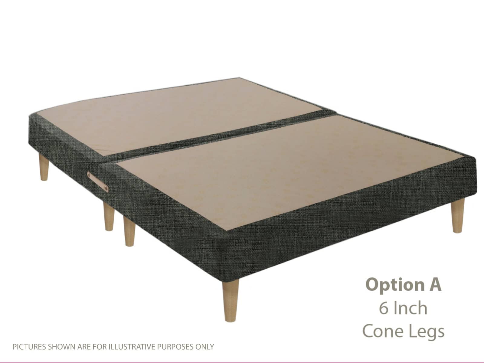 Apollo 5ft Azzure Dark Grey Shallow Divan Base on Legs | Buy Online | Beds.ie