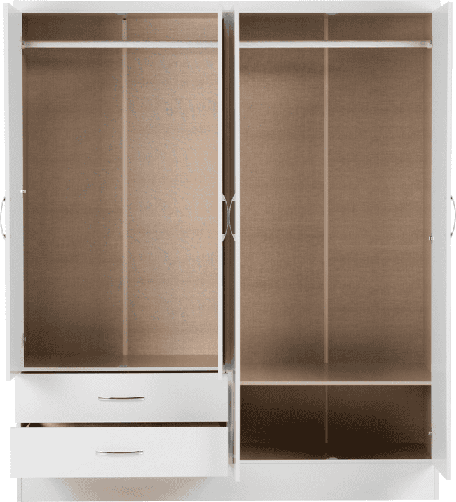 Nevada 4 Door 2 Drawer Mirrored Wardrobe - White Gloss - Image 2