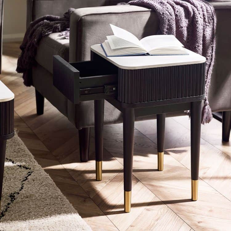 Louanne Fluted Lamp Table - Black | Buy Online | Beds.ie