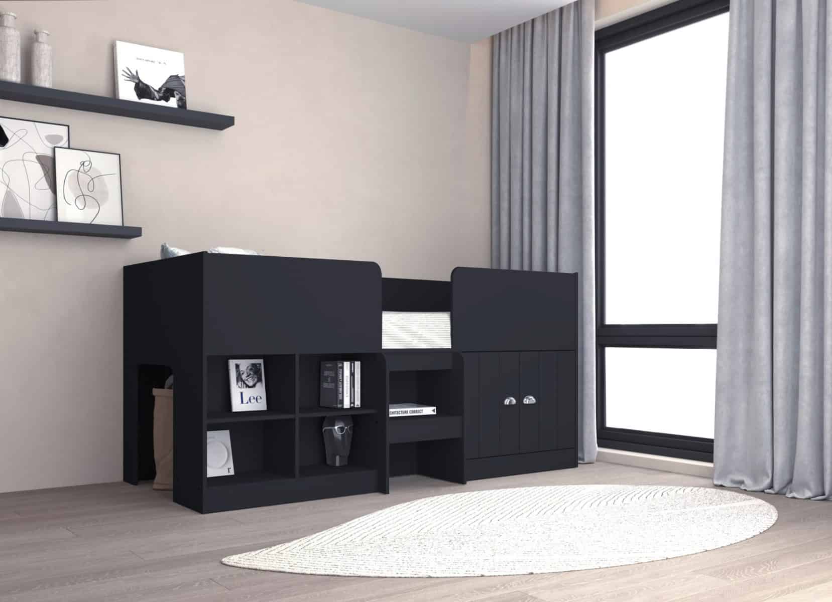 Orlando Low Sleeper Bed - Dark Grey | Buy Online | Beds.ie