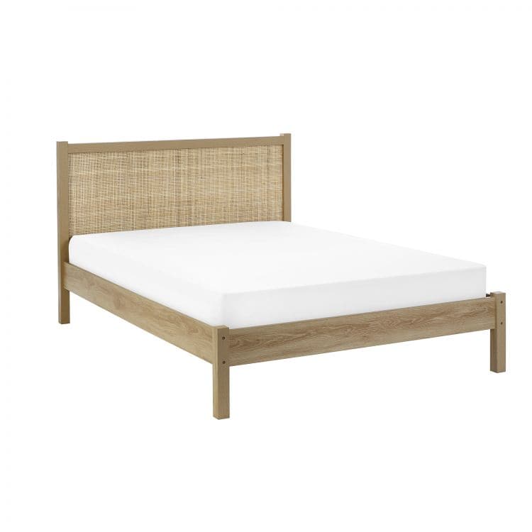 Corbridge 4ft6 Rattan Bedframe - Oak - Image 4