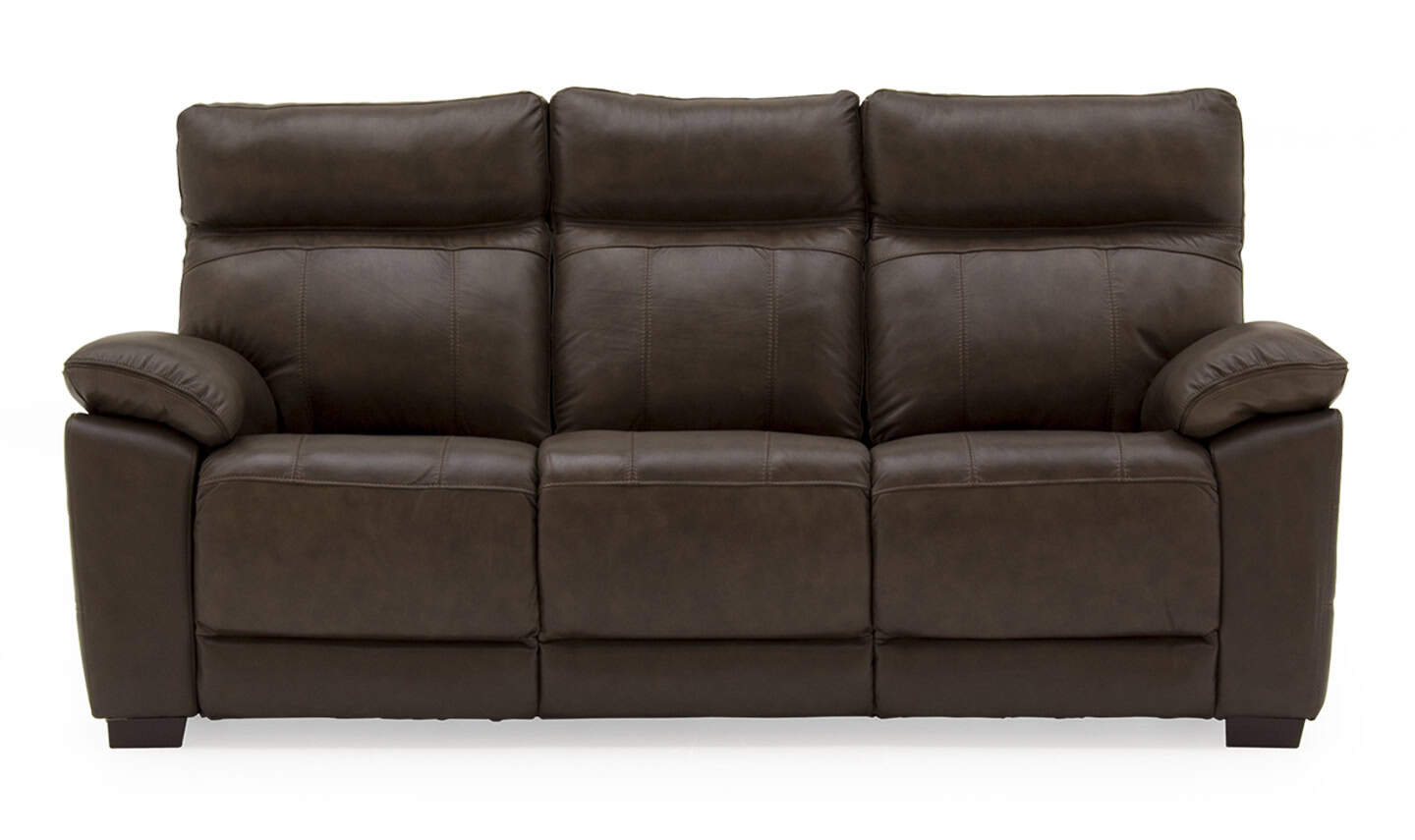 Positano 3 Seater Fixed Sofa - Black Leather | Buy Online | Beds.ie