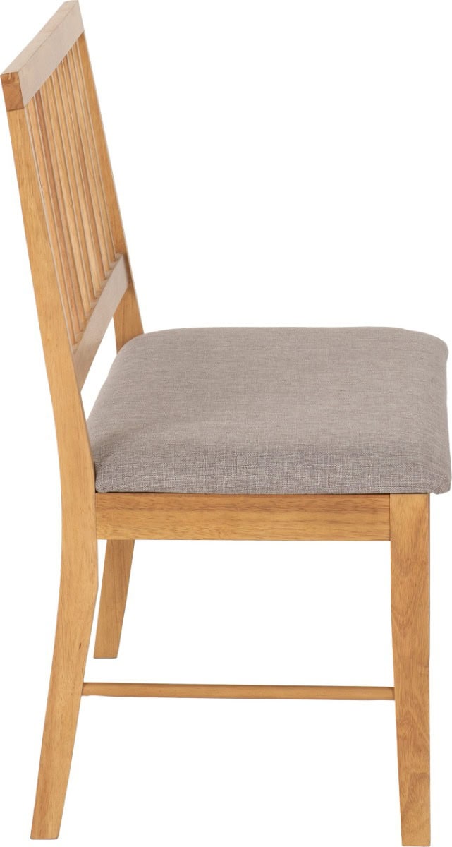 Austin Dining Bench - Oak Effect and Grey Fabric - Image 4