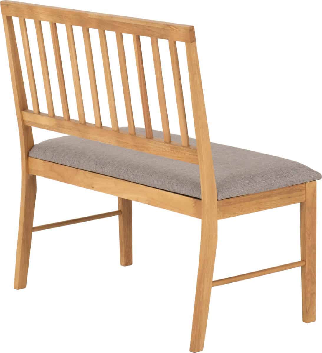 Austin Dining Bench - Oak Effect and Grey Fabric - Image 5