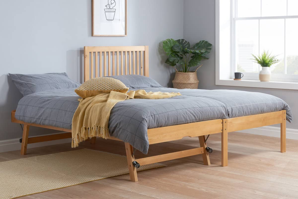 Buxton 3ft Bedframe with Trundle - Honey Pine - Image 2