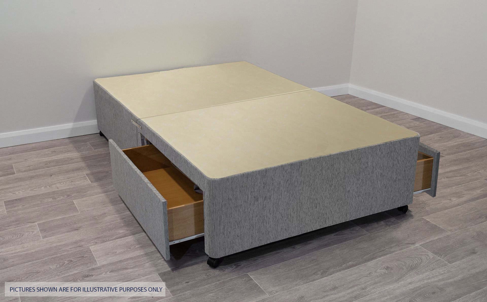 4ft6 Grey 2 Drawer Divan Base | Buy Online | Beds.ie