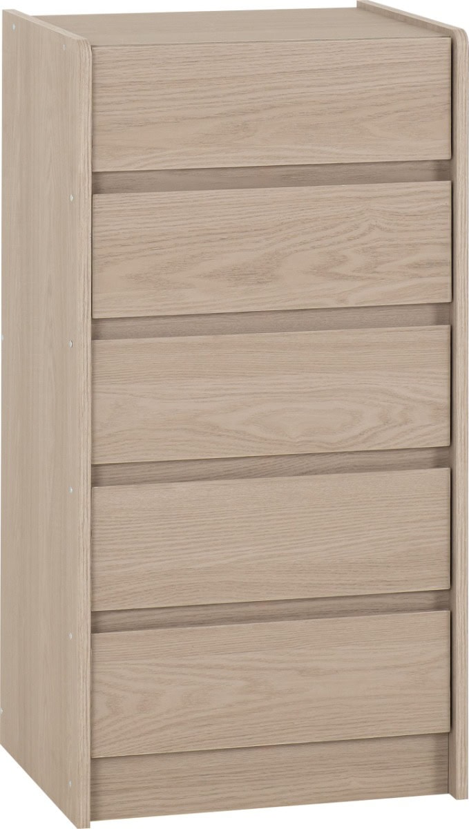 Paris 5 Drawer Chest - Smoked Ash Effect | Buy Online | Beds.ie