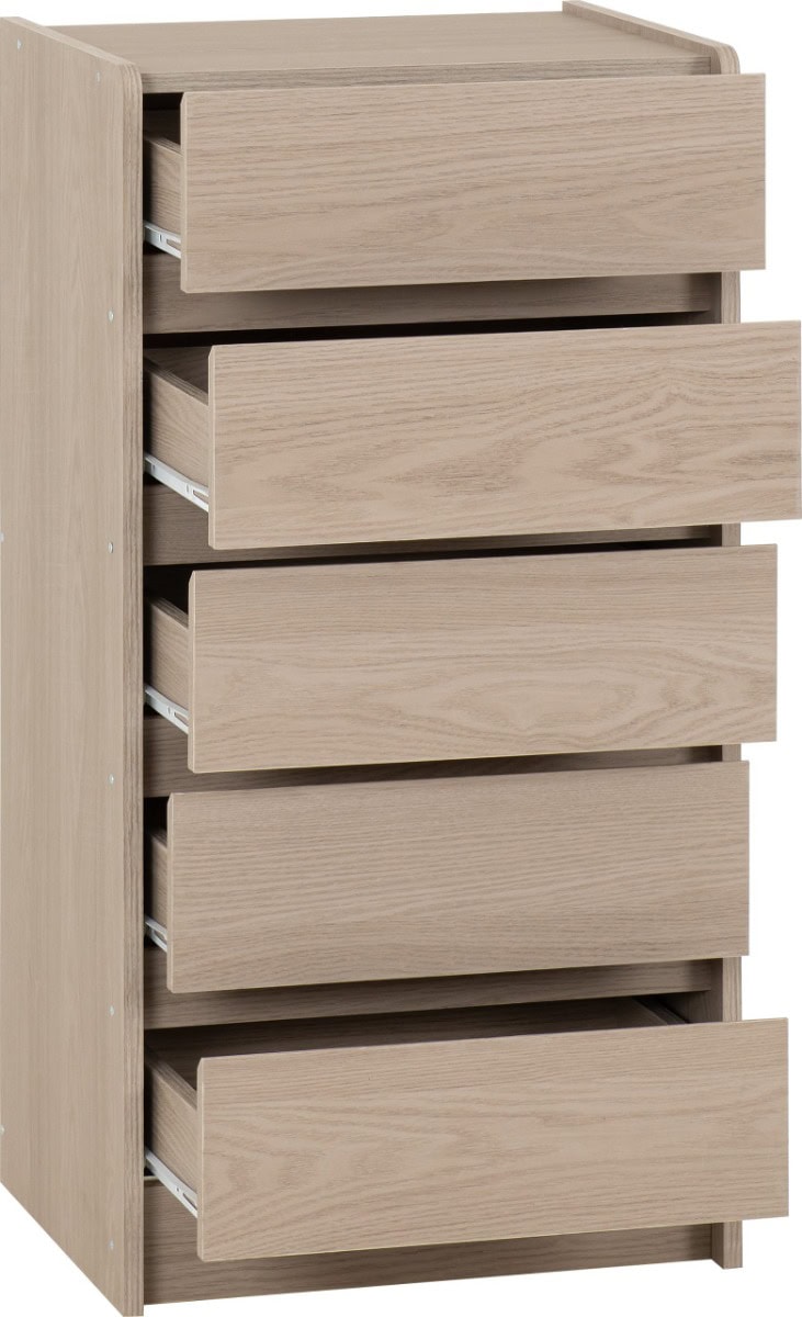 Paris 5 Drawer Chest - Smoked Ash Effect - Image 2