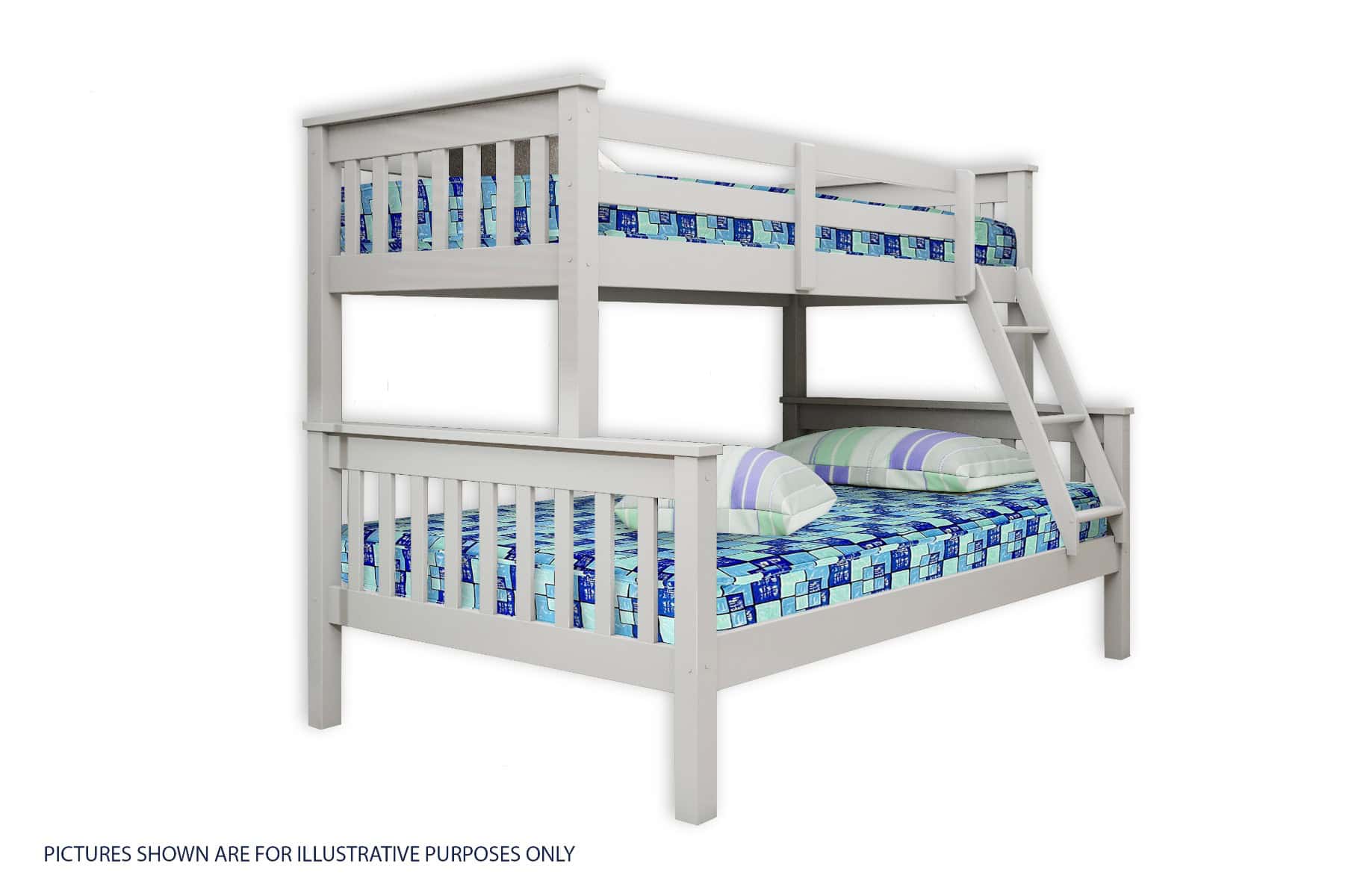 Athens White Triple Bunk Bed in White with Mattresses & Duvets - Image 2