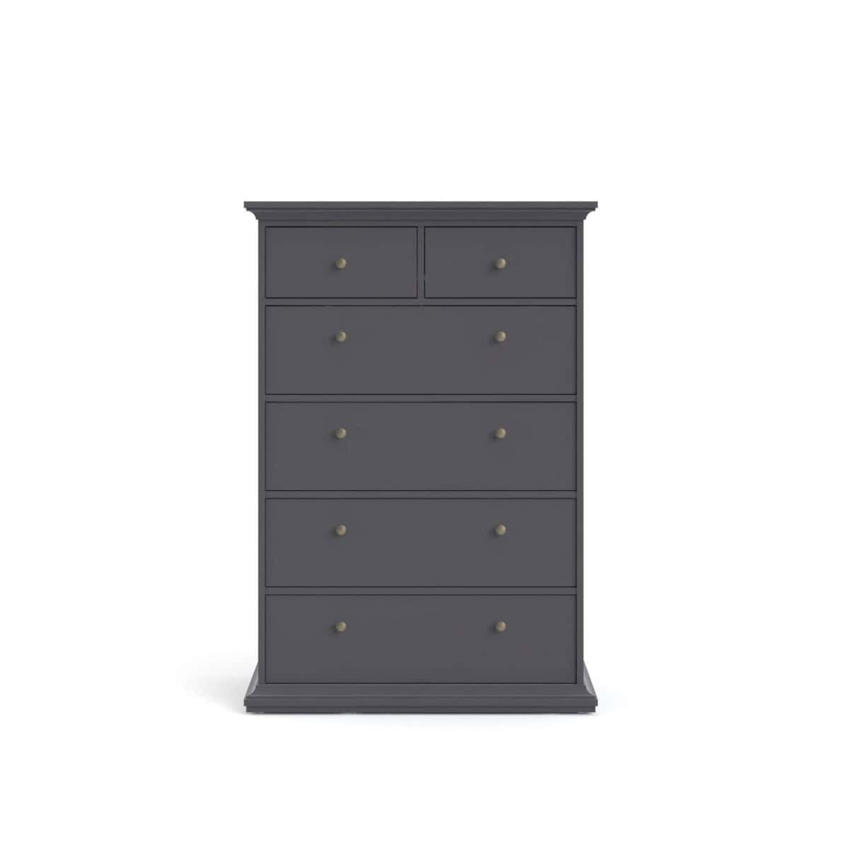 Paris 6 Drawer Chest - Grey | Buy Online | Beds.ie