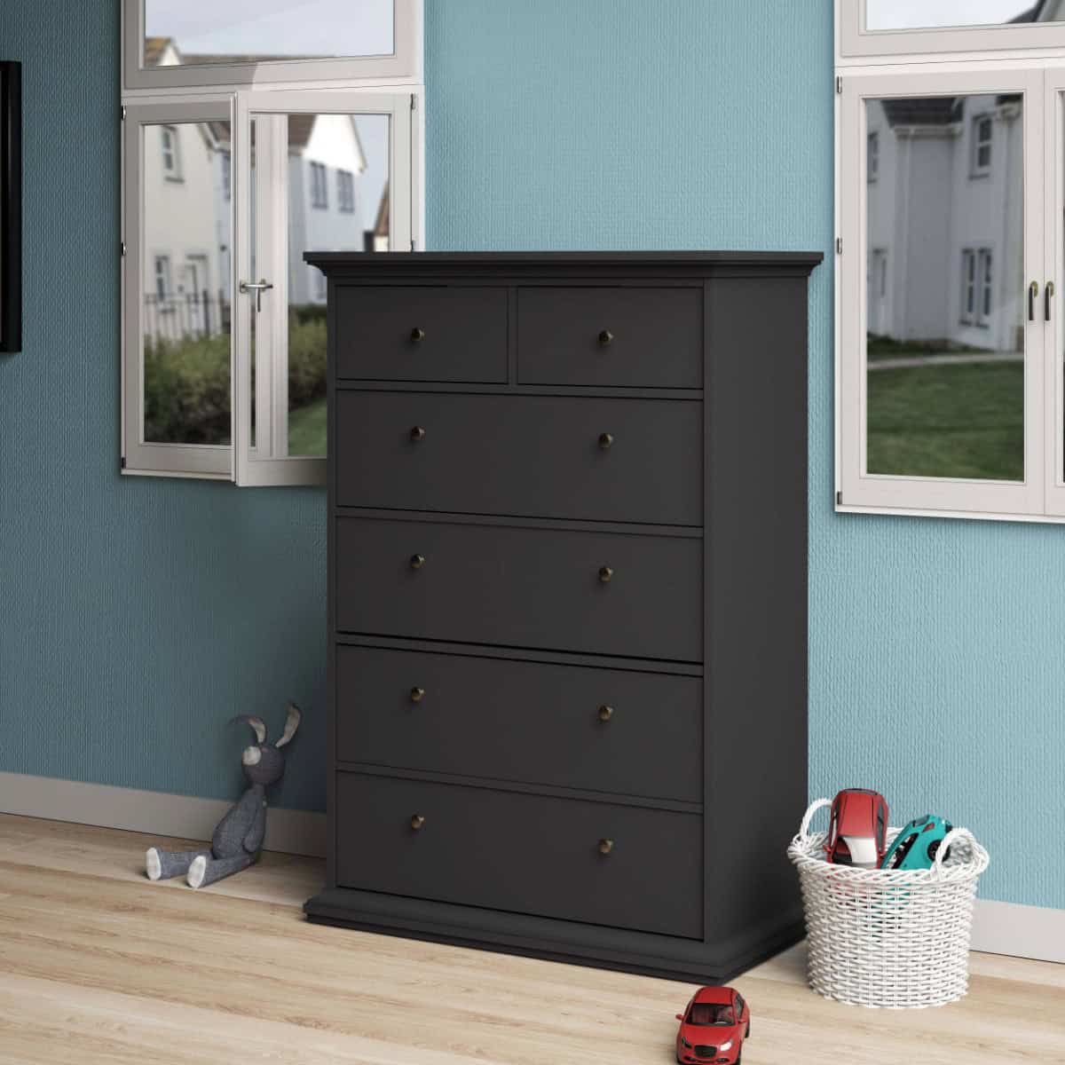 Paris 6 Drawer Chest - Grey - Image 3