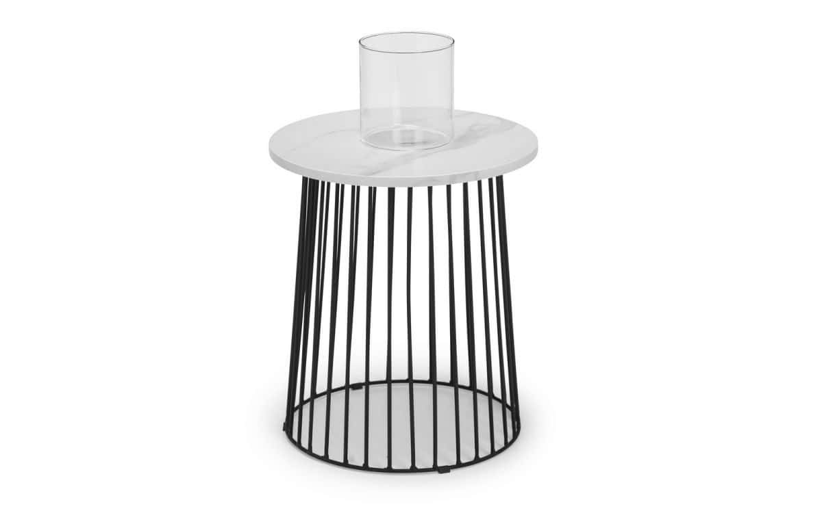 West End Round Lamp Table - White Marble | Buy Online | Beds.ie