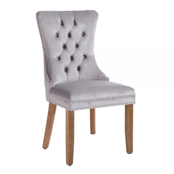 Kacey Chair with Brushed Legs - Grey Velvet (Set of 2) - Image 2