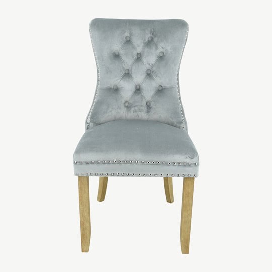 Kacey Chair with Brushed Legs - Grey Velvet (Set of 2) - Image 3