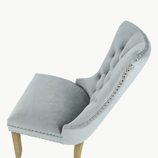 Kacey Chair with Brushed Legs - Grey Velvet (Set of 2) - Image 4
