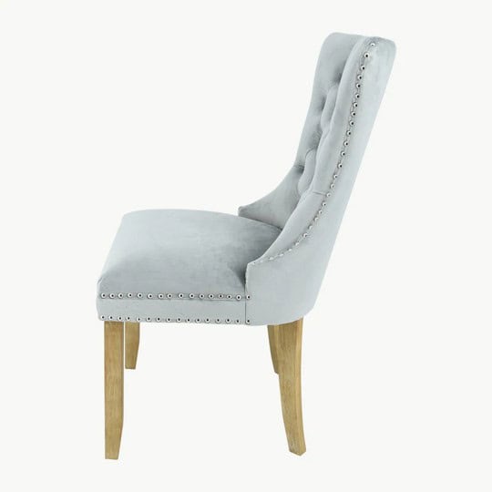 Kacey Chair with Brushed Legs - Grey Velvet (Set of 2) - Image 5