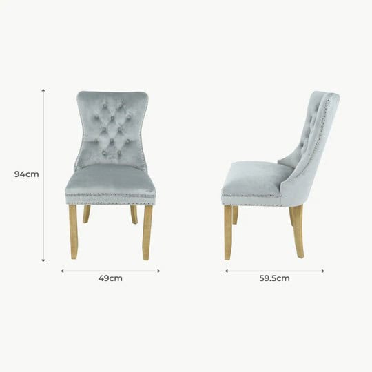 Kacey Chair with Brushed Legs - Grey Velvet (Set of 2) - Image 7