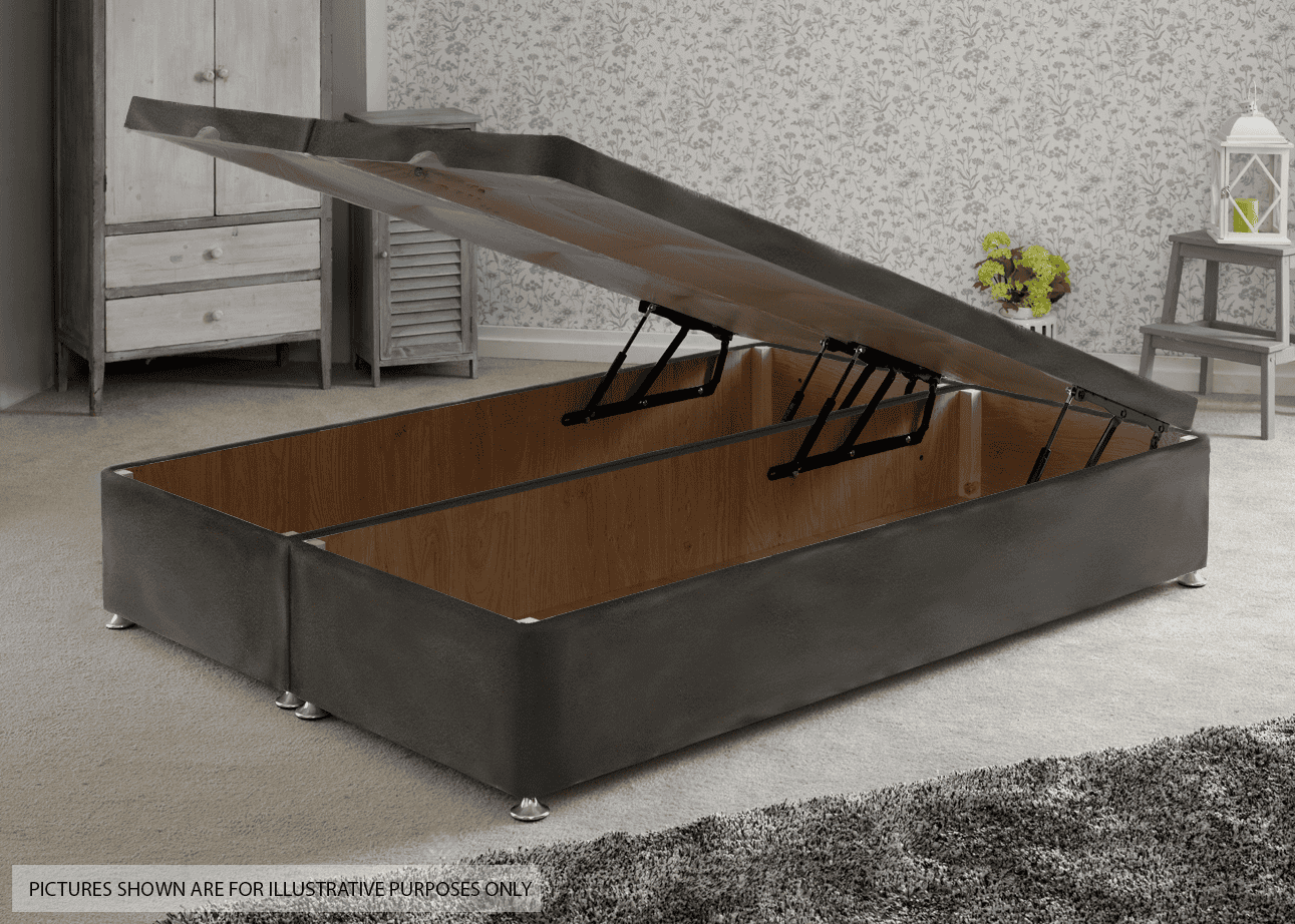 Apollo 6ft Velvet Dark Grey Front Opening Ottoman Base | Buy Online | Beds.ie
