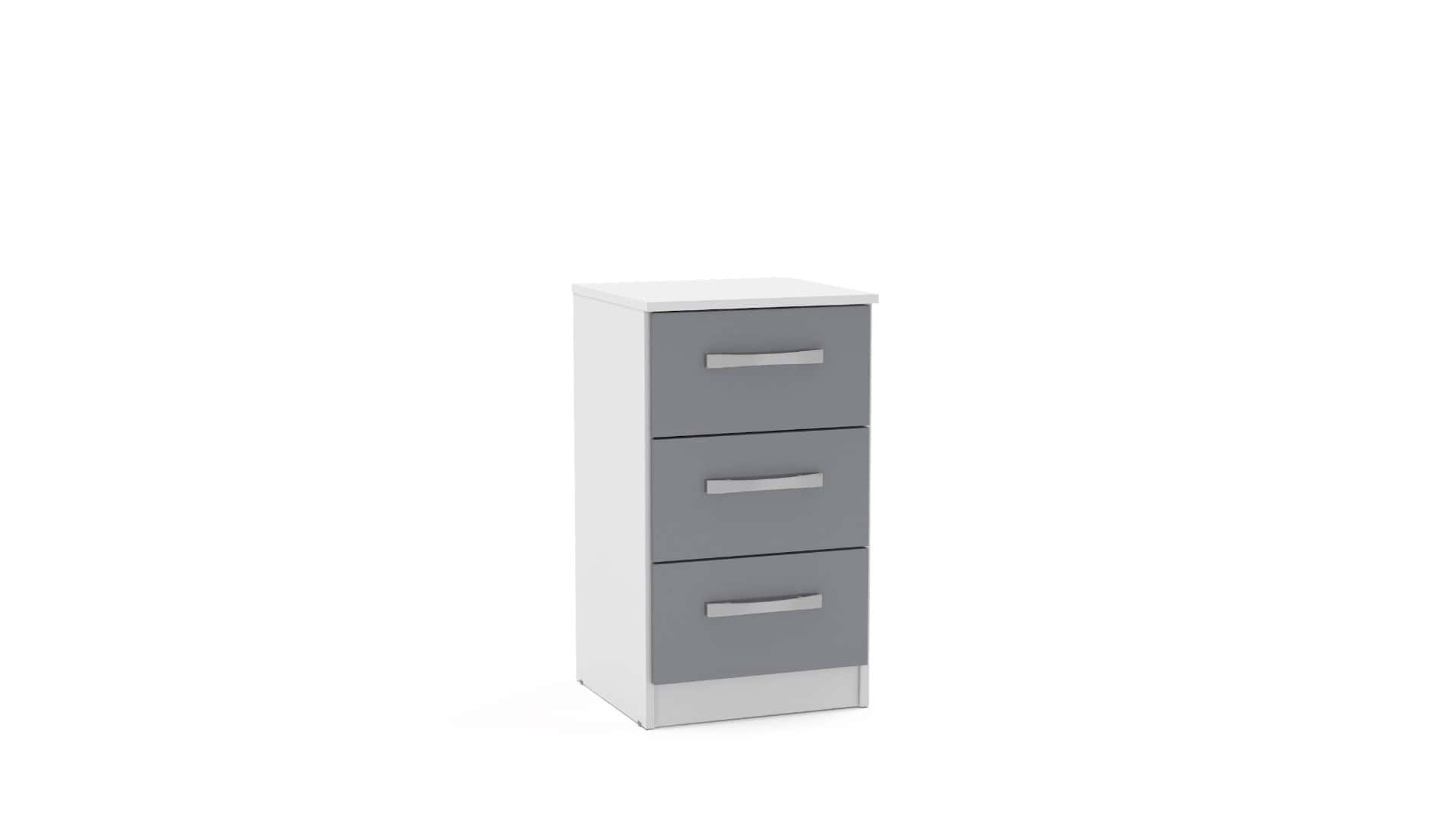 Lynx 3 Drawer Bedside - White & Grey | Buy Online | Beds.ie