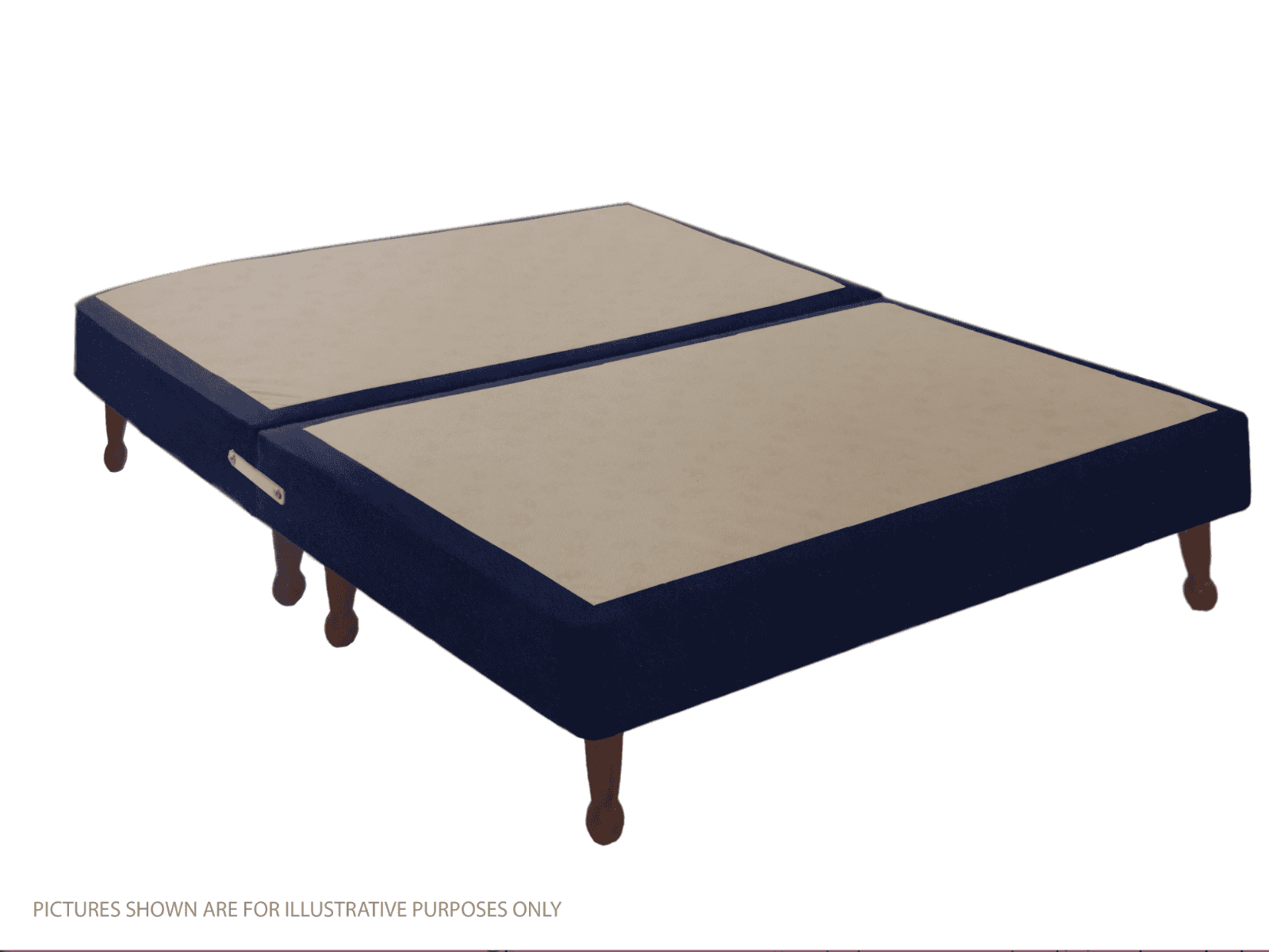 Apollo 4ft Velvet Navy Blue Shallow Divan Base on Legs - Image 2